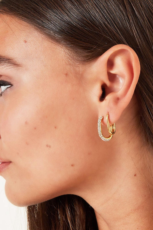 Oval hoops Gold Color Stainless Steel