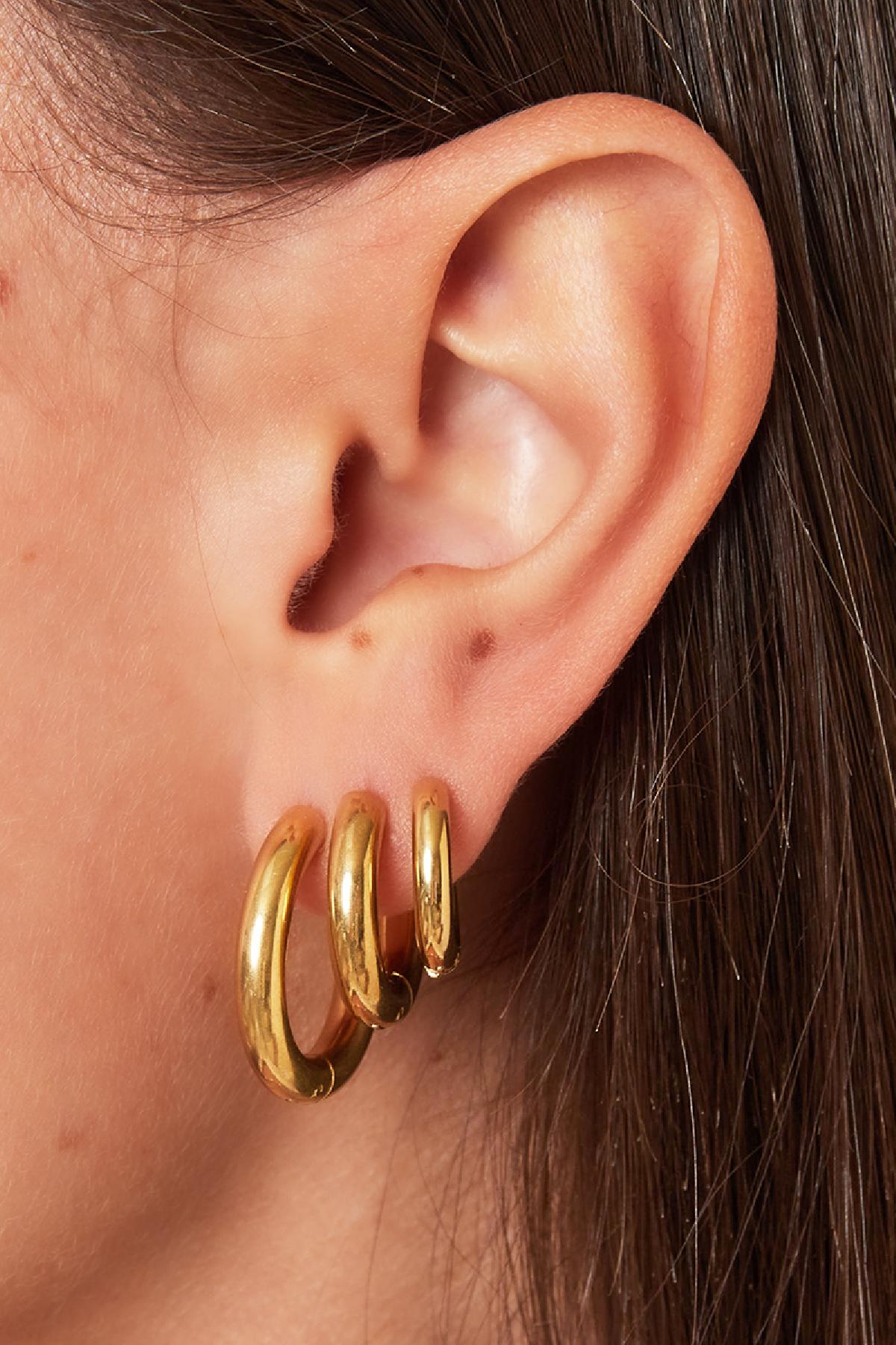 Basic creoles earrings - medium Gold Color Stainless Steel