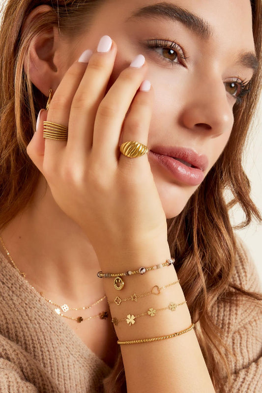 Bracelet 5 clovers Gold Color Stainless Steel