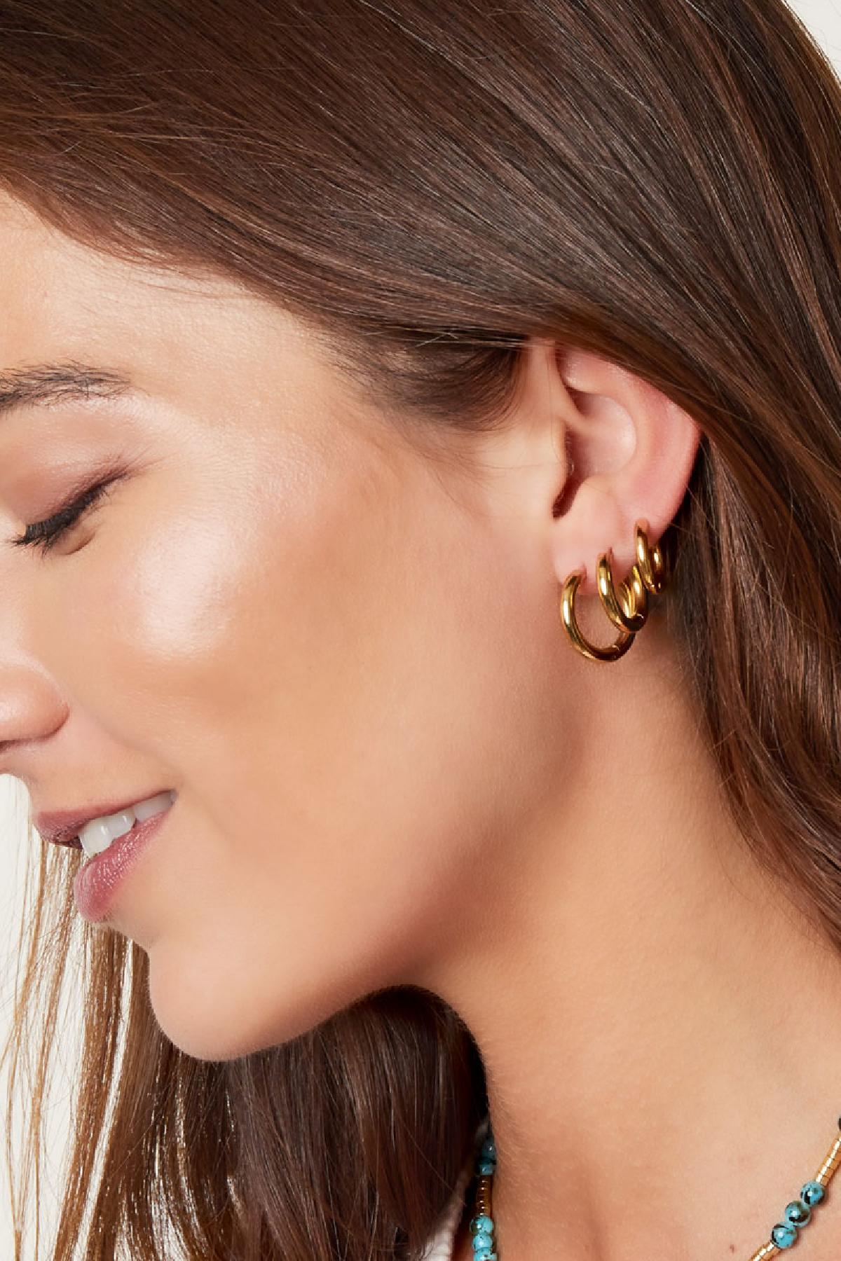 Creoles set 3 hoop earrings Gold Color Stainless Steel