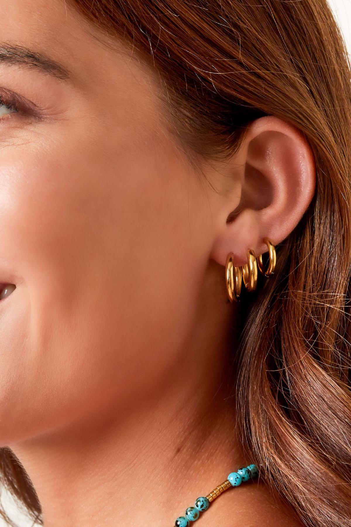 Creoles set 3 hoop earrings Gold Color Stainless Steel