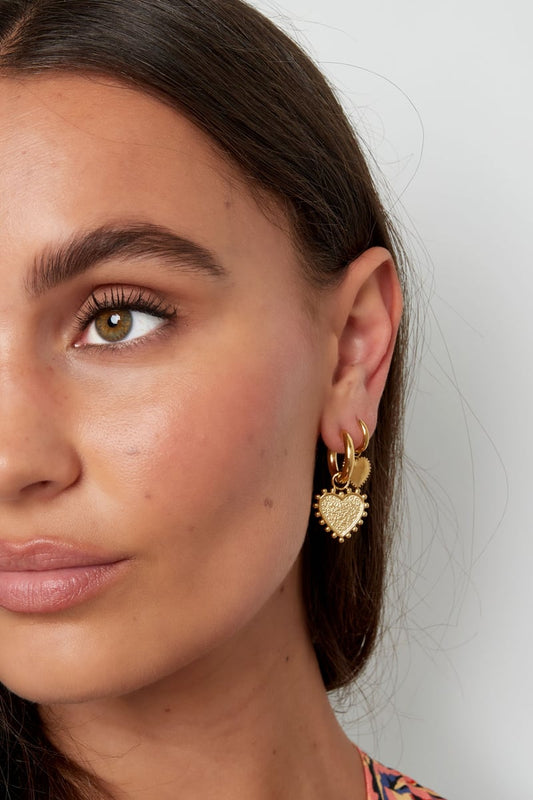 Earrings decorated heart - Silver Color color