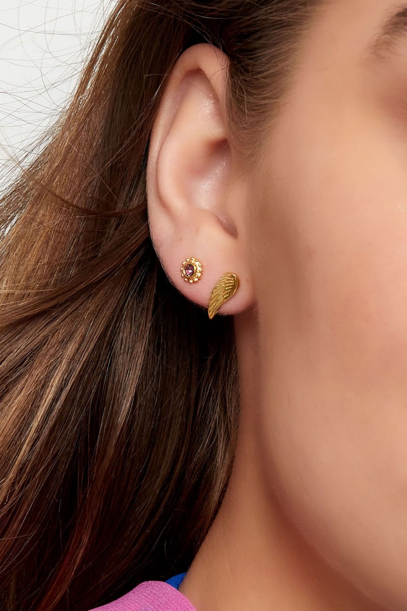Wing stud earrings - Gold Color Stainless Steel