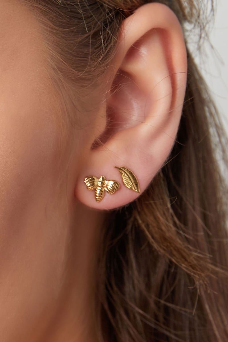 Ear stud feather - Gold Color Stainless Steel