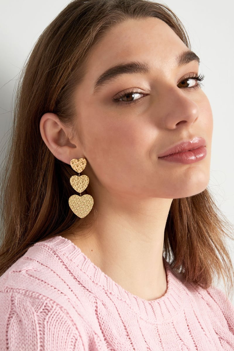 triple heart earring