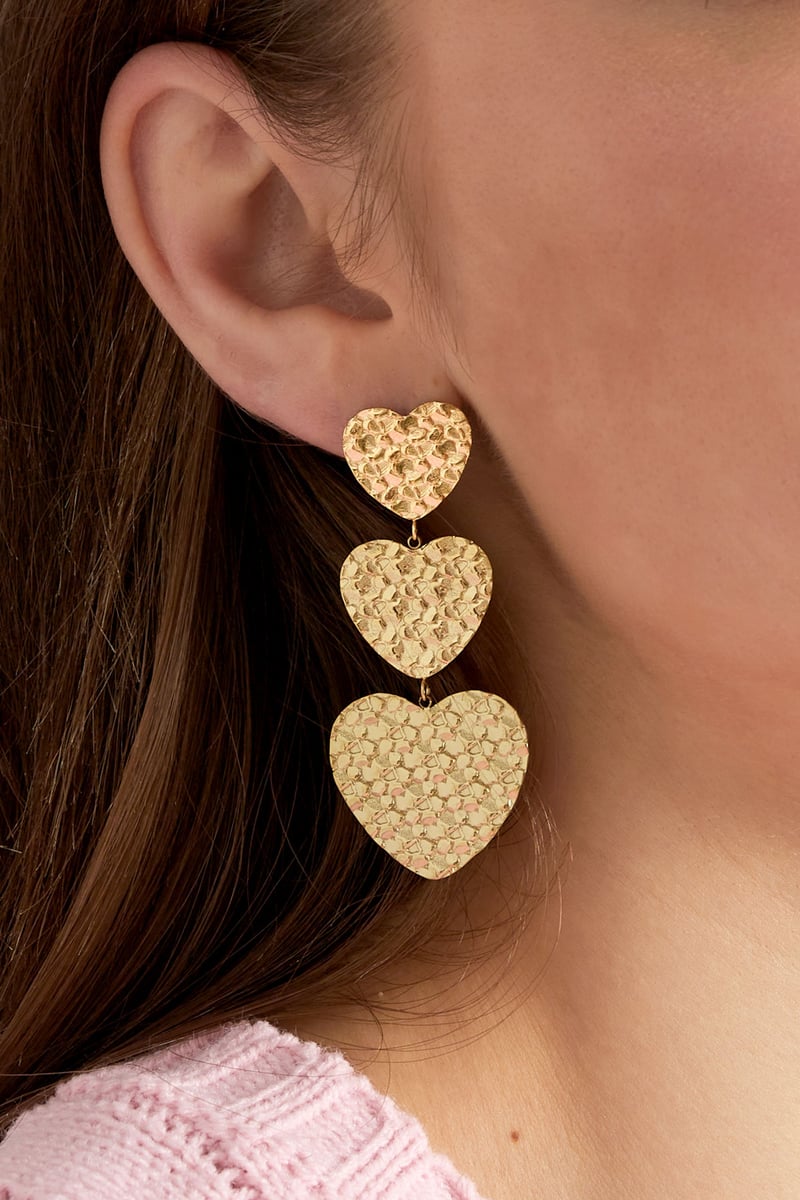 triple heart earring