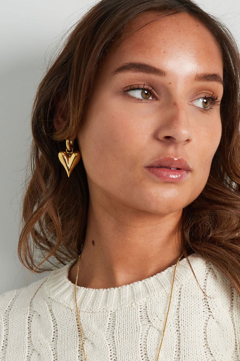 Earrings with heart pendants large - Silver Color color