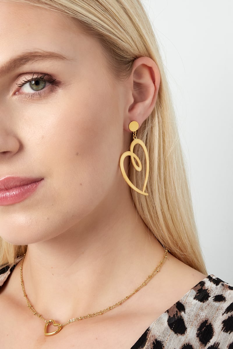 Signed heart earrings - Silver Color color