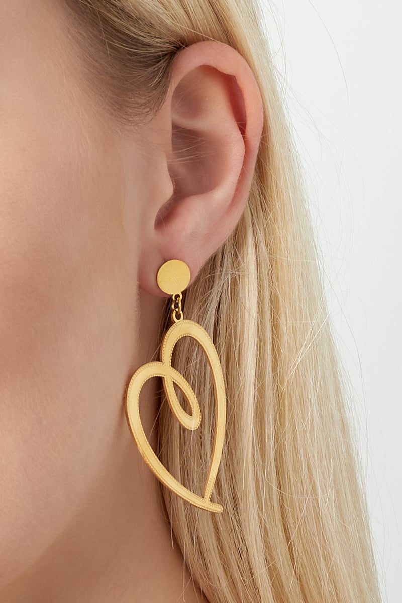 Signed heart earrings - Silver Color color