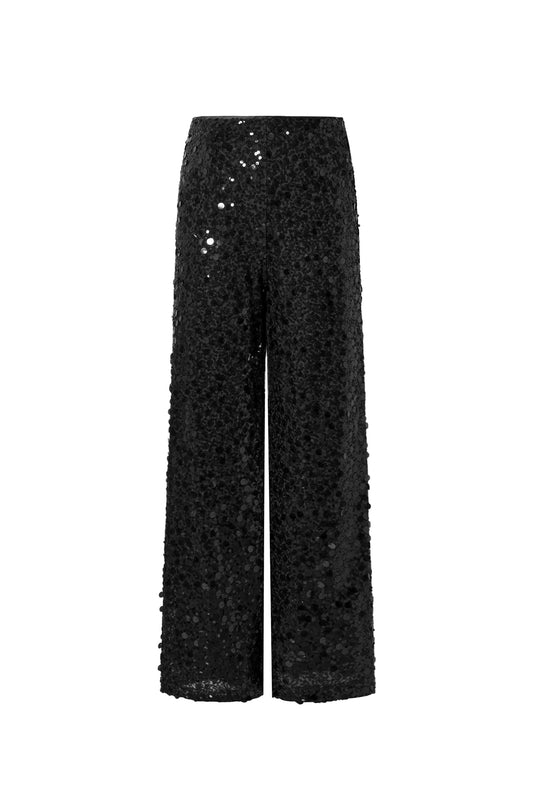 Polyester fiber (polyester) Straight pants Sequins Elegant All Fit  Clothes