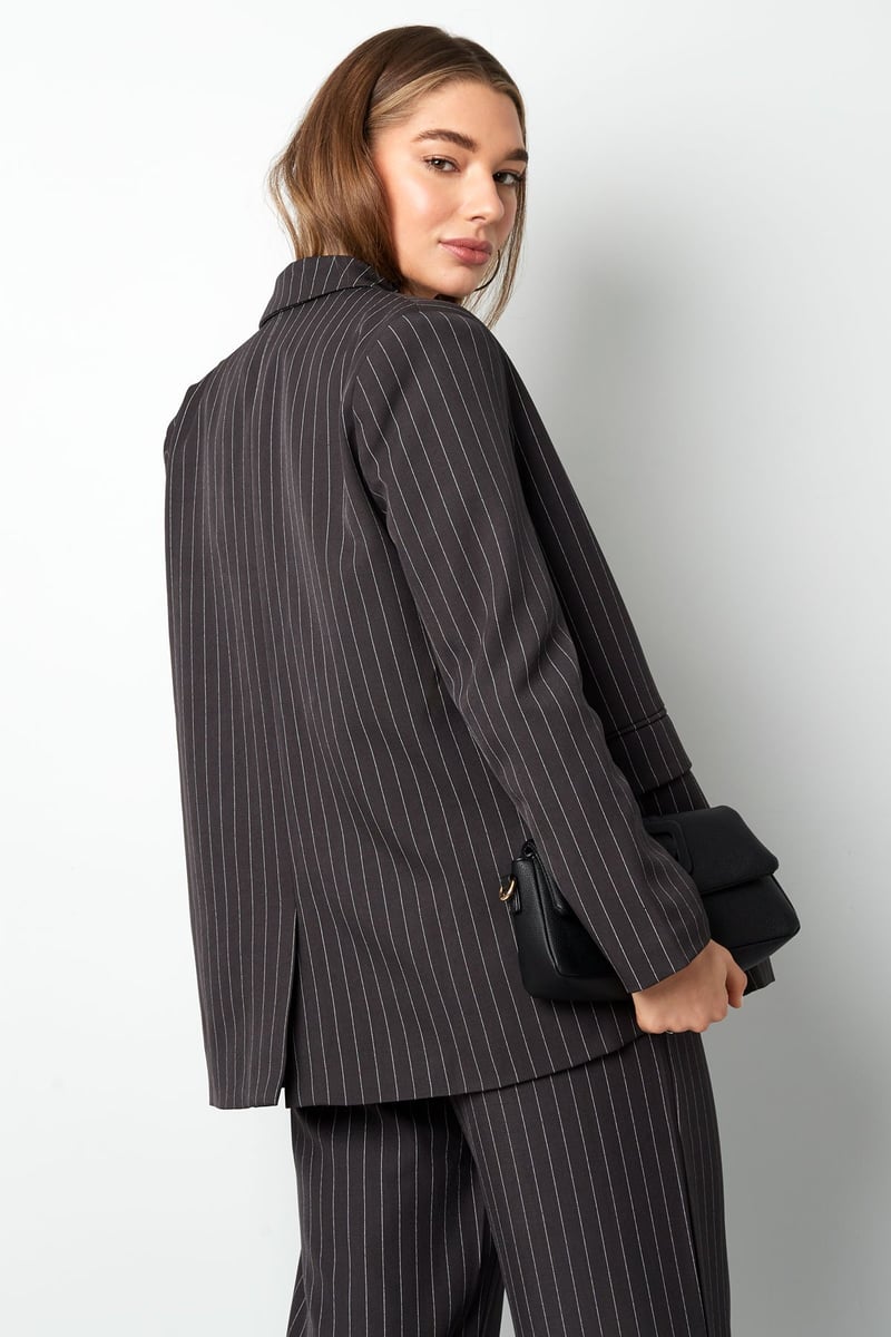 Pinstripe Blazer - Grey