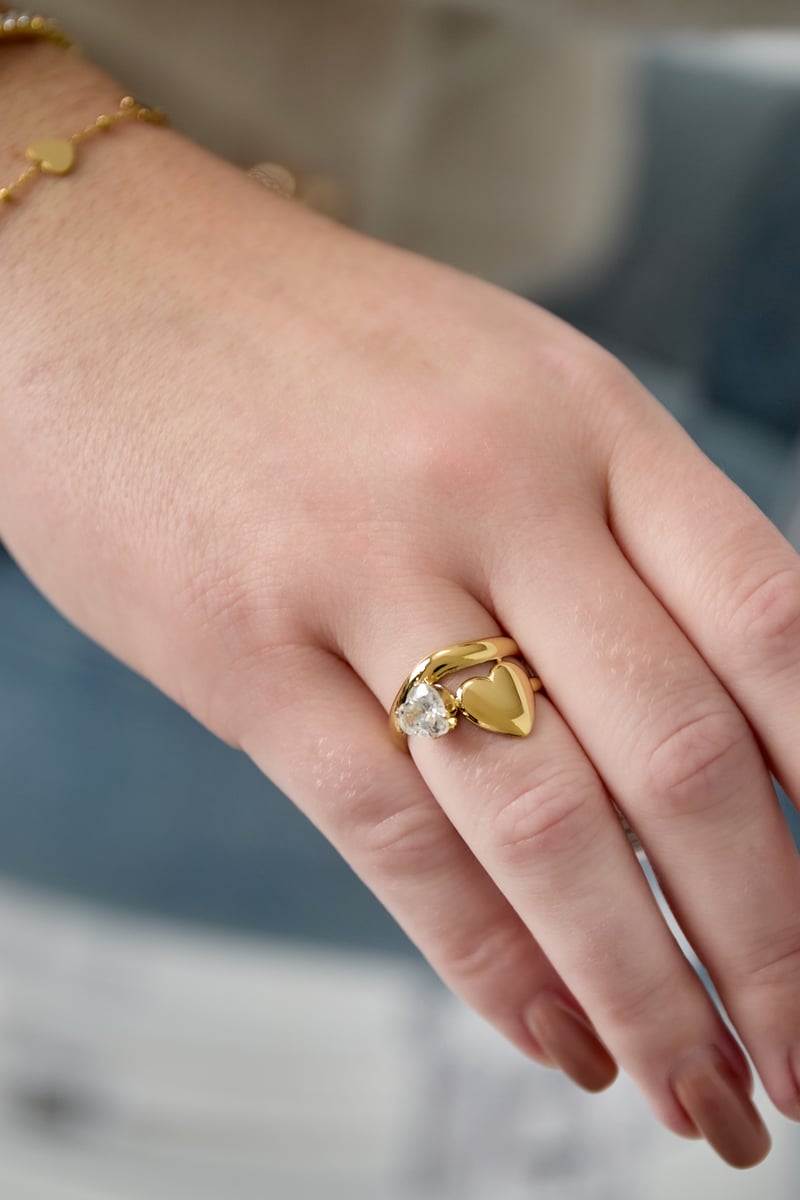 Stainless Steel Gemstone Rings Heart Casual Daily Simple Series Women's jewelry