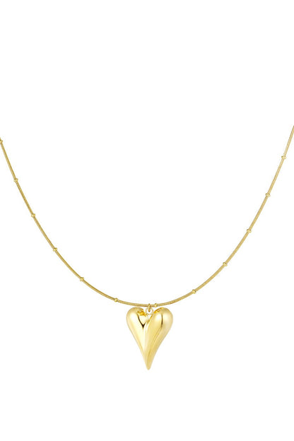 BOLLETJES KETTING MET EEN ICONISCH GROOT HART -  GOUDEN KETTING