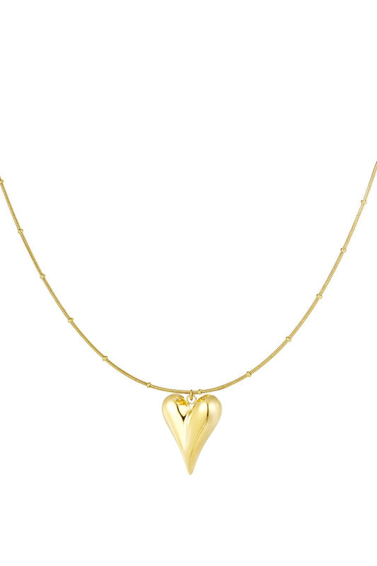 BOLLETJES KETTING MET EEN ICONISCH GROOT HART -  GOUDEN KETTING