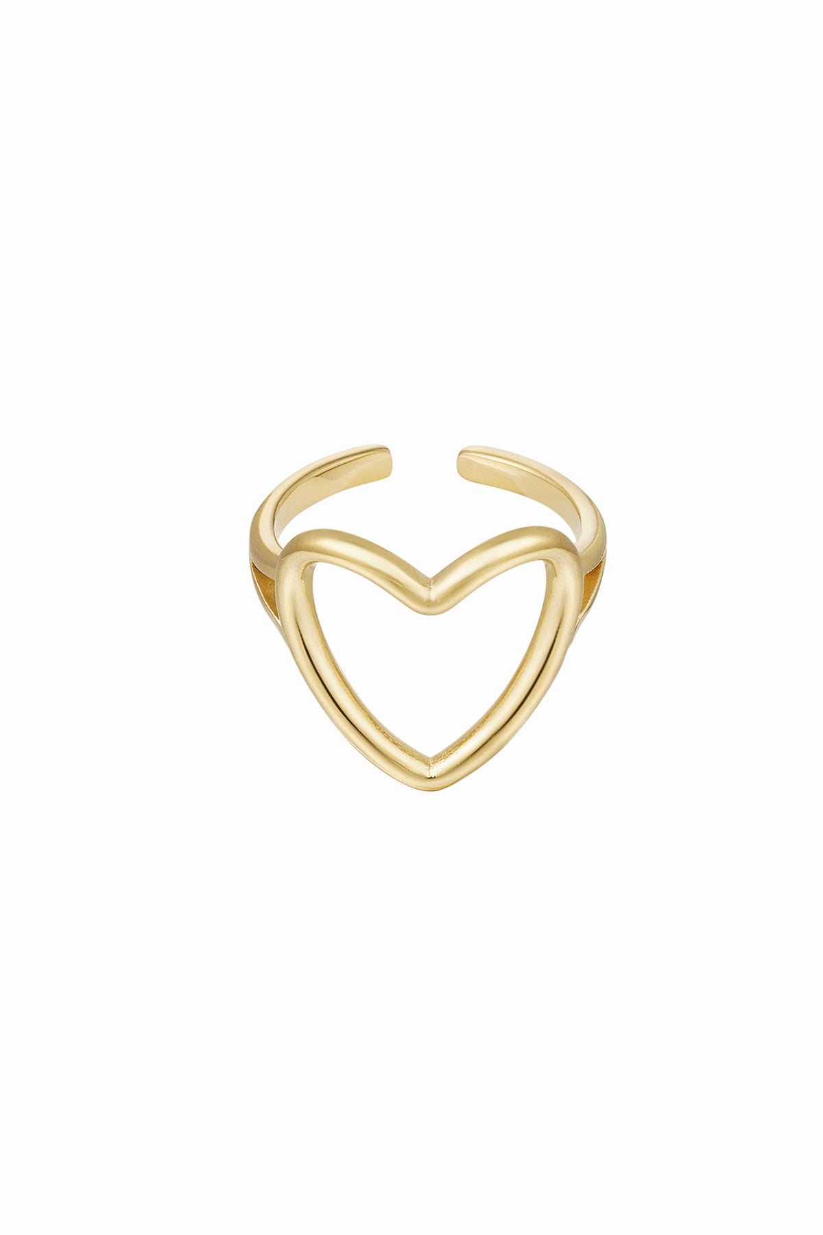 Adjustable ring heart - Gold Color Stainless Steel One size