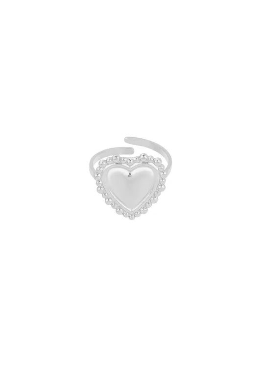 SILVER BUBBLE HEART - RING