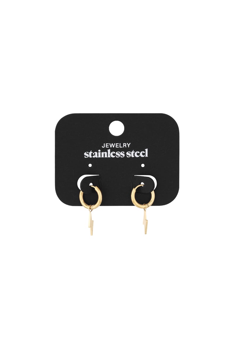 Earrings Bolt Gold Color Stainless Steel