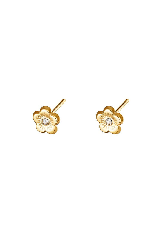 Earrings Flower Gold Color Stainless Steel