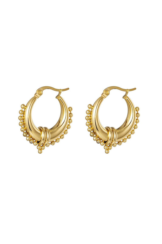 Earrings Saraswati Gold Color Stainless Steel
