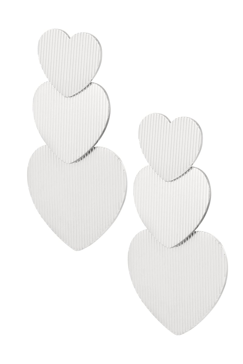 Earrings 3 times heart - Gold Color Stainless Steel