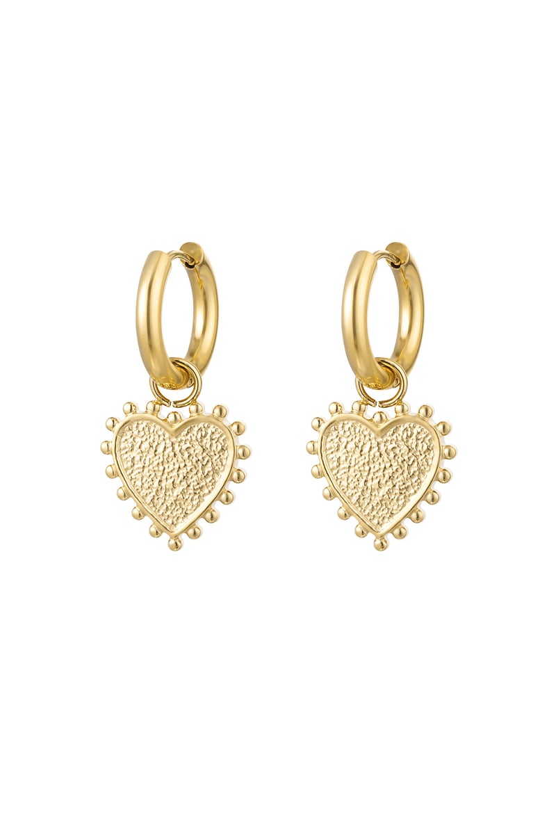 Earrings decorated heart - Silver Color color