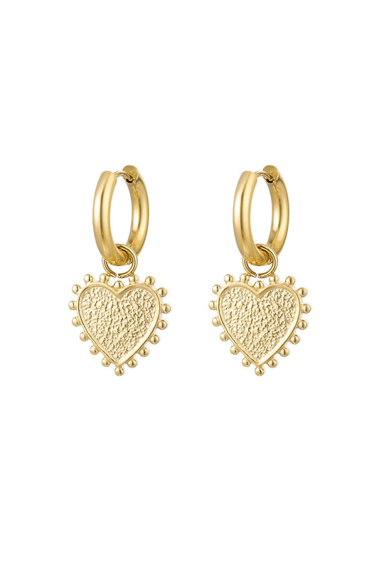 Earrings decorated heart - Silver Color color