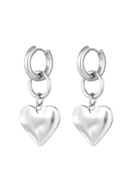 SILVER DOUBLE HEARTS - OORBELLEN