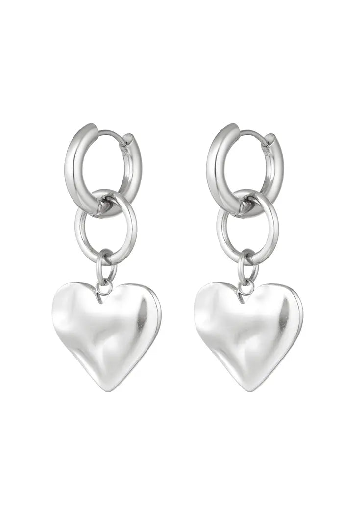 SILVER PLAIN HEARTS - OORBELLEN