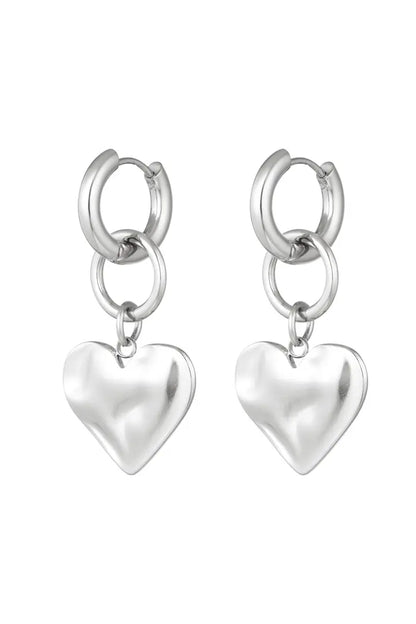 SILVER PLAIN HEARTS - OORBELLEN