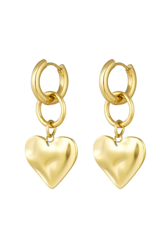 GOLDEN PLAIN HEARTS - OORBELLEN