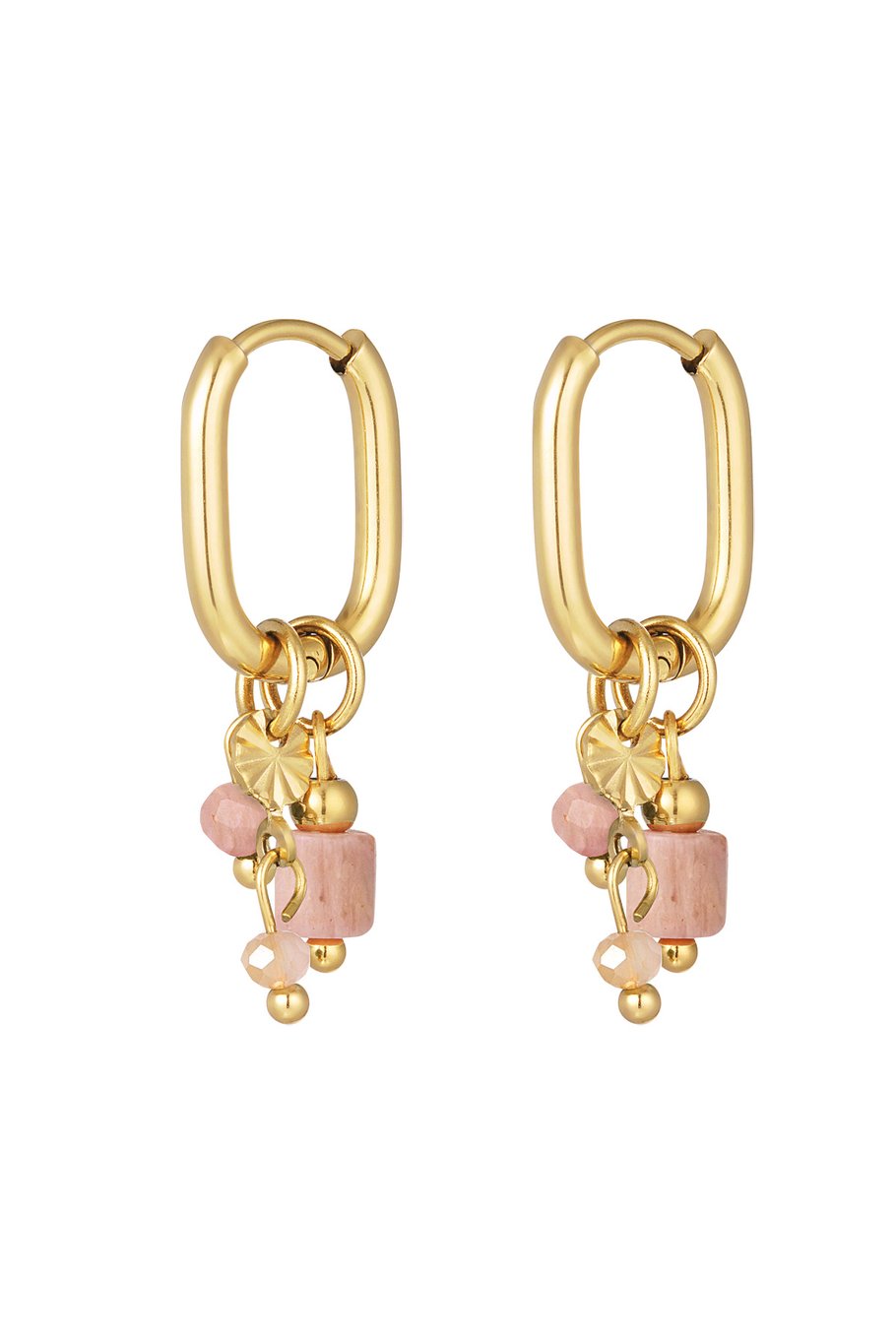 GOLDEN PINK BEADS - OORBELLEN