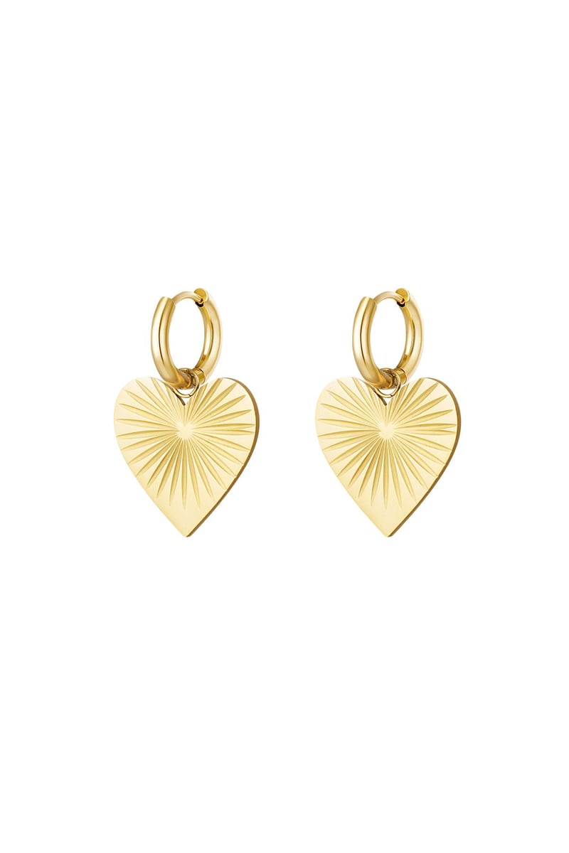 Earrings with heart Gold Color Stainless Steel
