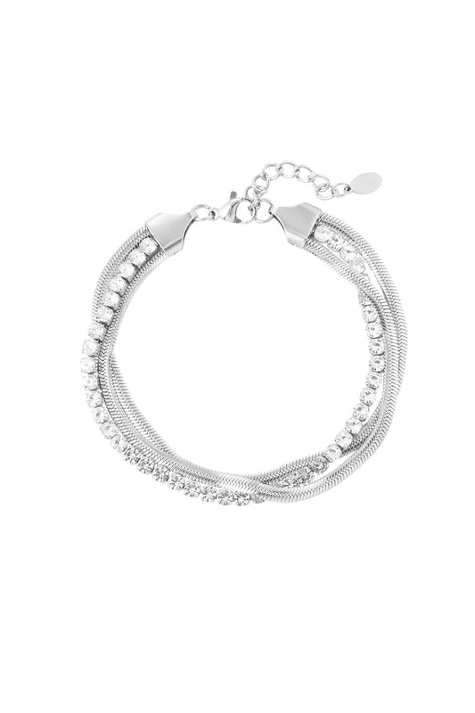 Bracelet playful with bling - Silver Color color