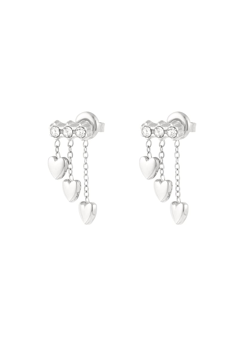 earrings with heart chain