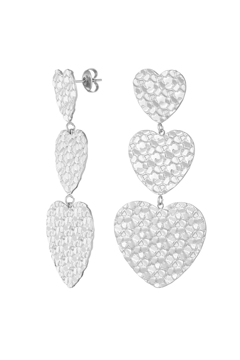 triple heart earring