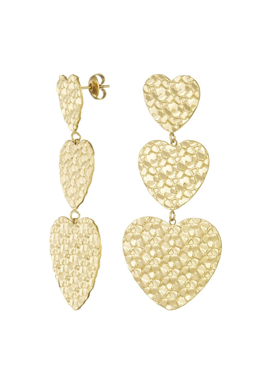 triple heart earring