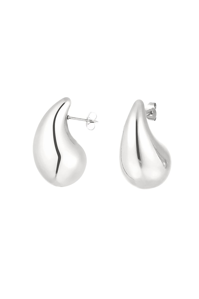 Women's Thick Dome Drop Earrings Made of Stainless Steel - Medium