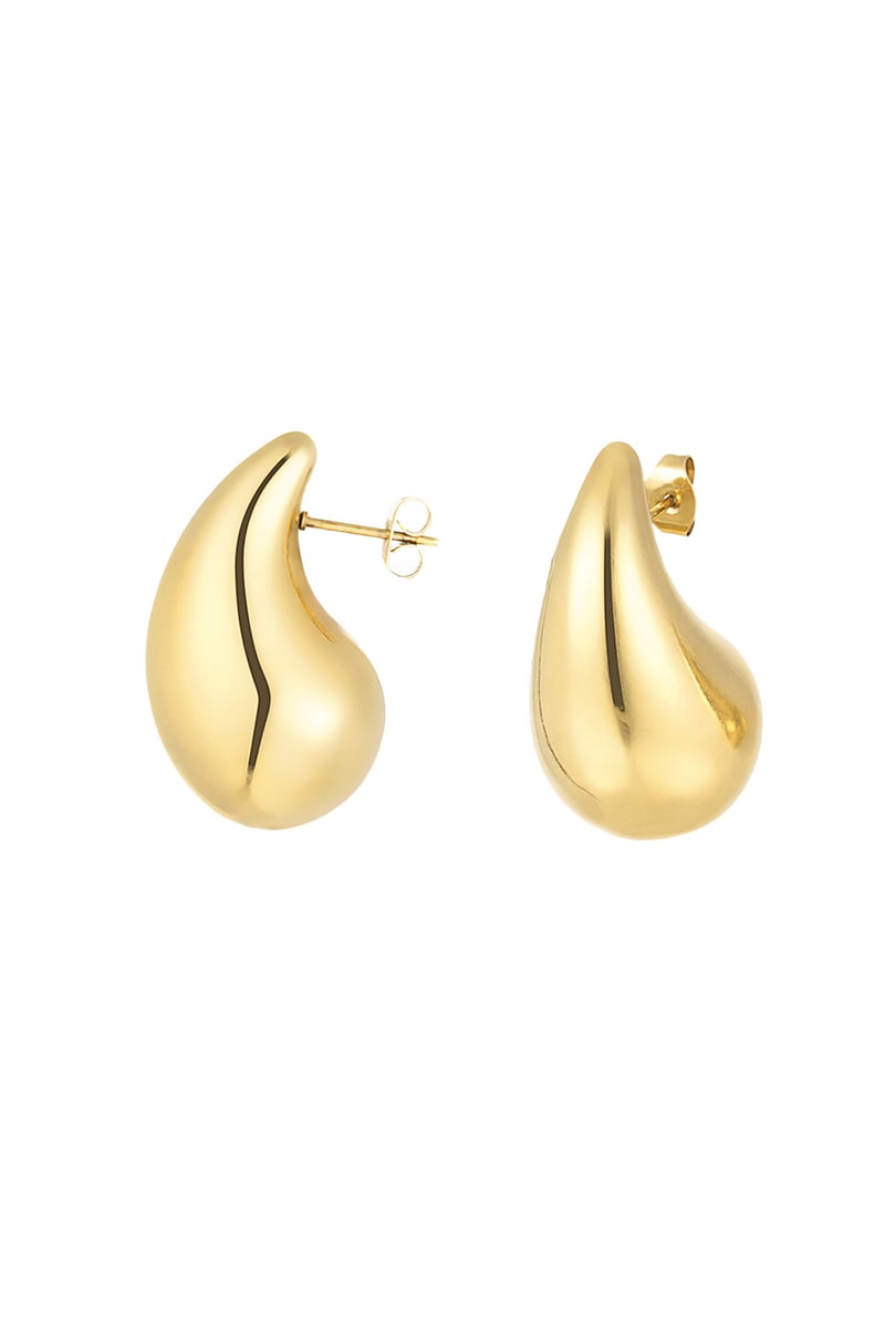 Women's Thick Dome Drop Earrings Made of Stainless Steel - Medium