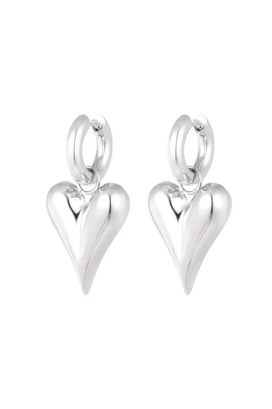 SILVER STATEMENT HEARTS - OORBELLEN