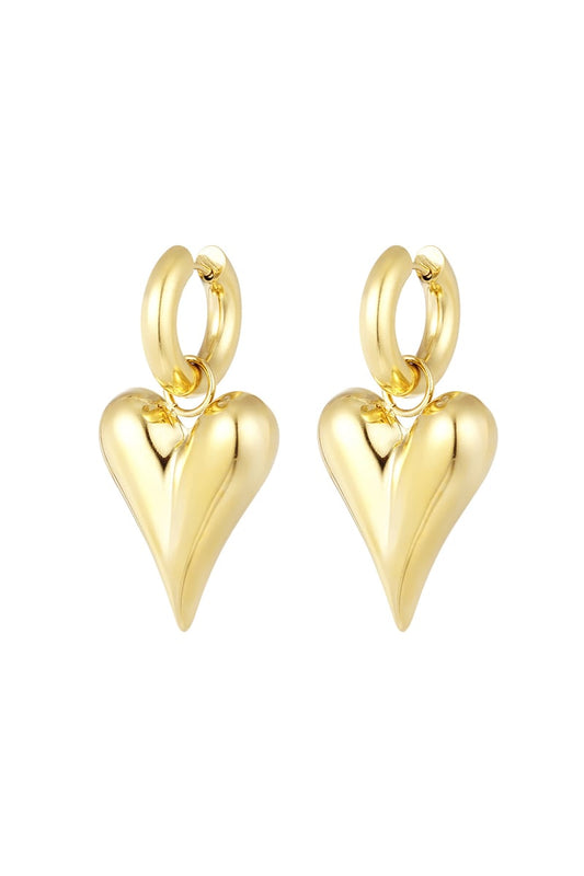 Earrings with heart pendants large - Silver Color color