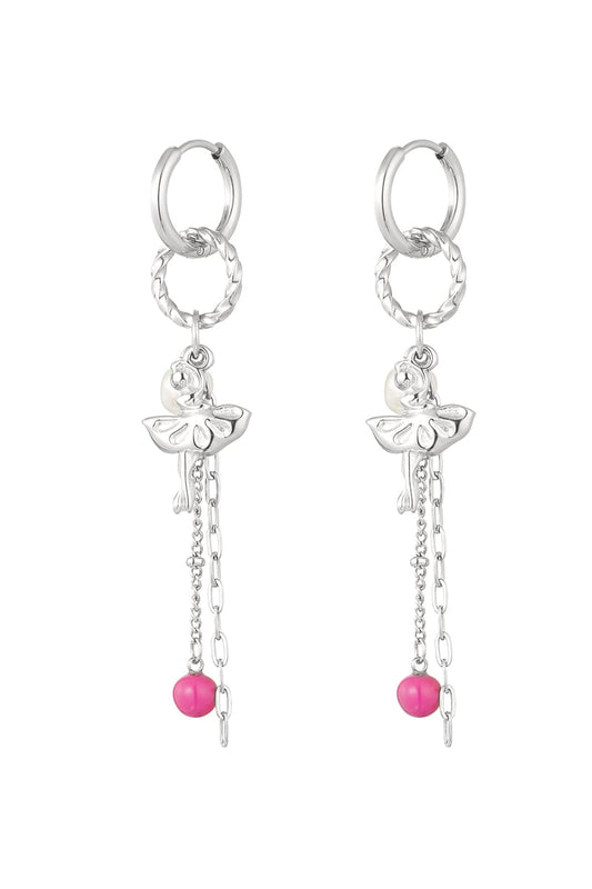 Earrings dancing ballerina - Silver Color color