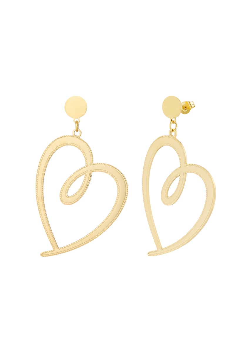 Signed heart earrings - Silver Color color