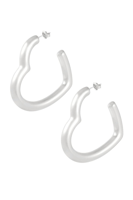 SILVER HEART HOOPS - OORBELLEN