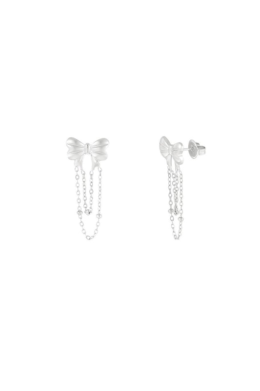 SILVER FUNNY BOW - OORBELLEN