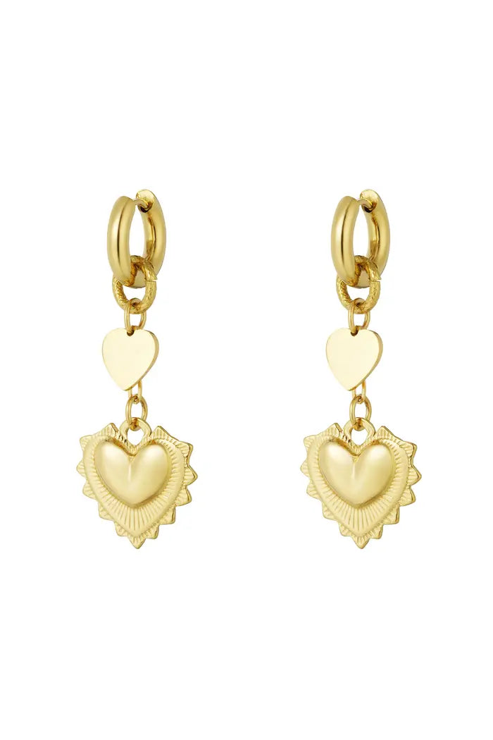 GOLDEN DUBBLE HEARTS - OORBELLEN
