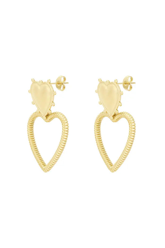 BUBBLE DOUBLE HEART - OORBELLEN