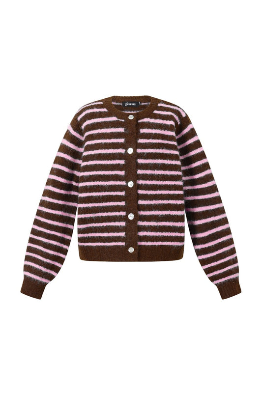 Polyester fiber (polyester) Knit cardigan Stripes Casual Fall/Winter  Clothes