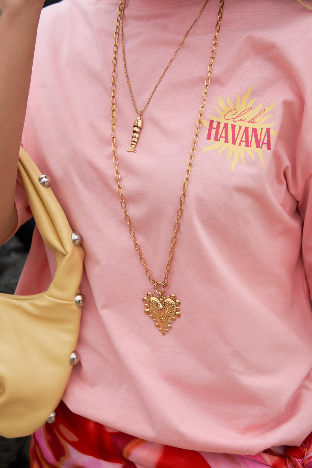 Lange ketting met chunky hart charm