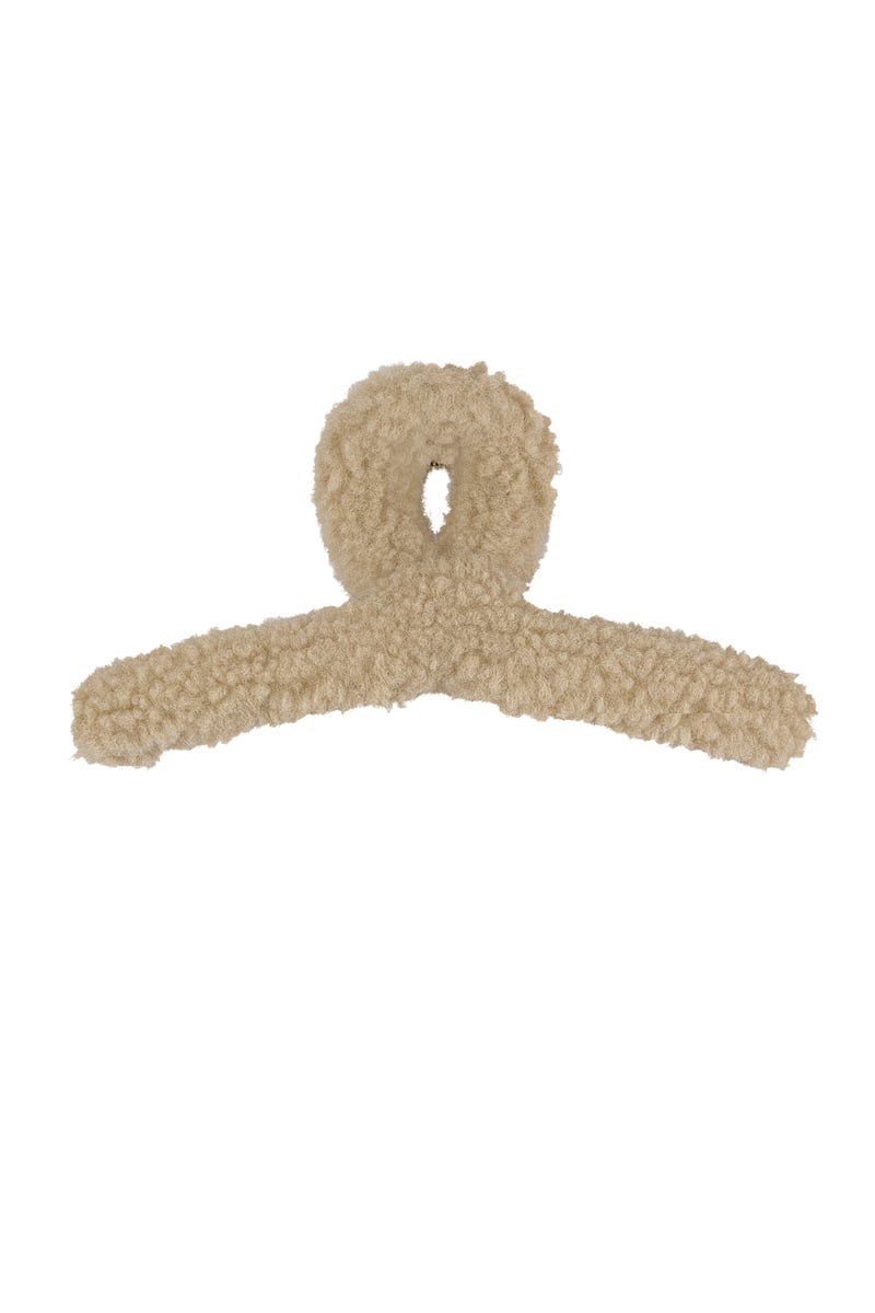 Fluffy Teddy Hair Clip - Brown