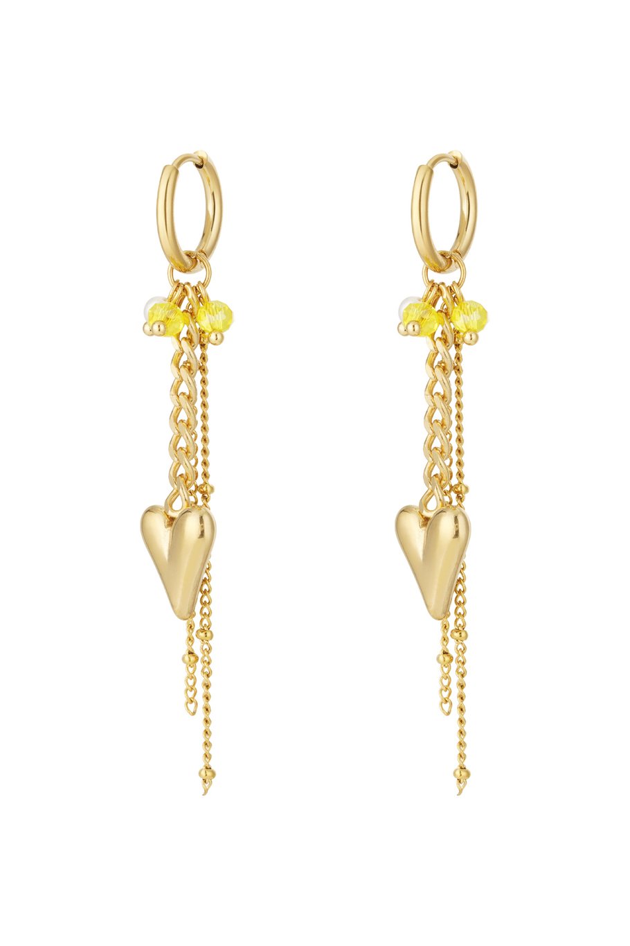 YELLOW HEART DROP - OORBELLEN